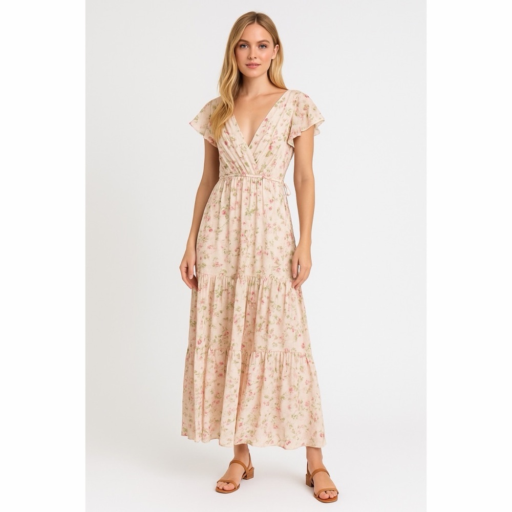 Vera Wang x White Blush Floral Maxi Gown